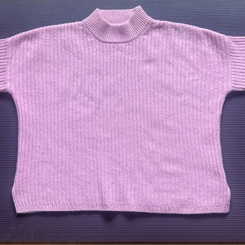 Madewell Pink Recycled Cashmere Ribbed Mock Turtleneck Sweater
